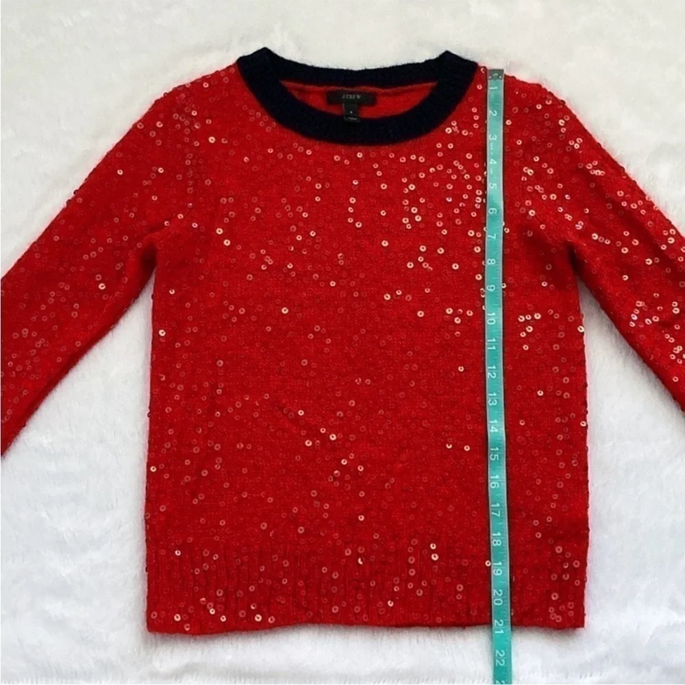 J. Crew Red and Blue Sequin Sweater Sz S NWOT